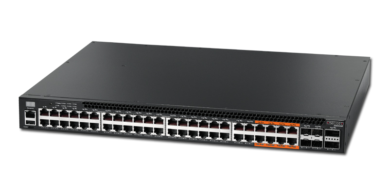 Edgecore AS4610-54P 48 port 10/100/1000Base-T switch with 48 PoE+ ports 1-8 port-to-power airflow